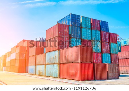 Stack of containers box, Cargo freight ship for import export lo