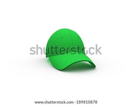 Green Baseball Hat Isolated on White Background.
