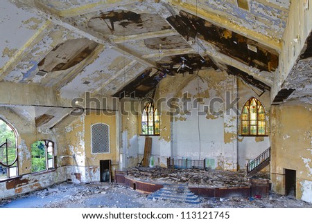 Abandoned church interior in Detroit Michigan.