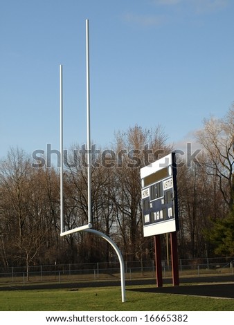 Football goal posts and scoreboard