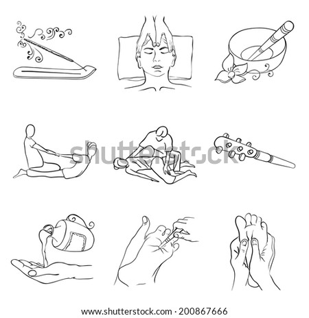 Thai massage icon set