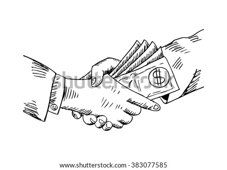 Sketch, Business Handshake With Corruption. Stock Vector Illustration 