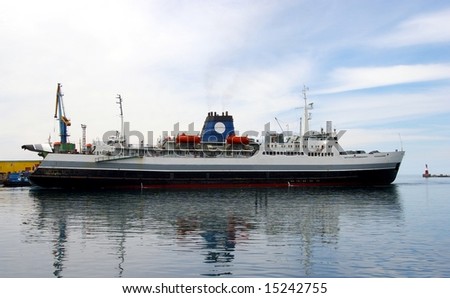 The Sea ferry.The Sea ship for transportation passenger and cargo calls at in port.