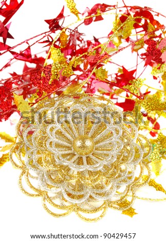 gold christmas Decoration on the sparkle background