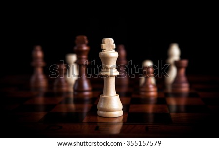 chess pieces with the king in the center