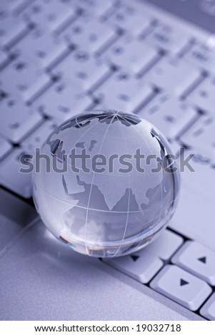 Globe kept on a laptop