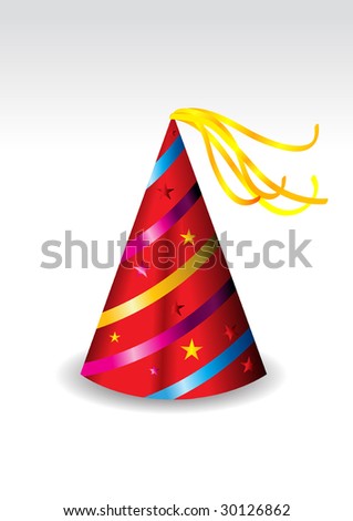 party hat icon. stock vector : colorful party hat illustration in white background