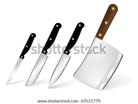 Kitchen Knife Vector set of 4 stainless steel kitchen knife vector illustration Kitchen Knife Vector set of 4 stainless steel kitchen knife vector illustration
