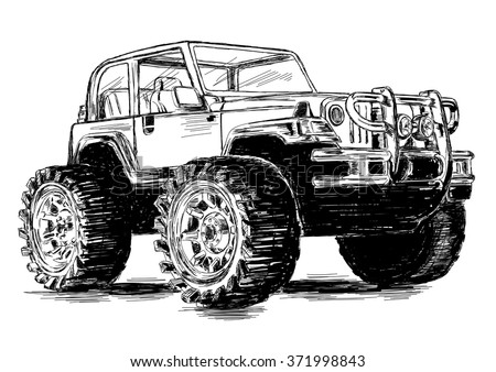 Extreme Sports - 4x4 Sports Utility Vehicle SUV Off Road Vector Illustration