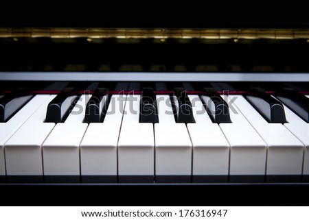 close up view on a piano