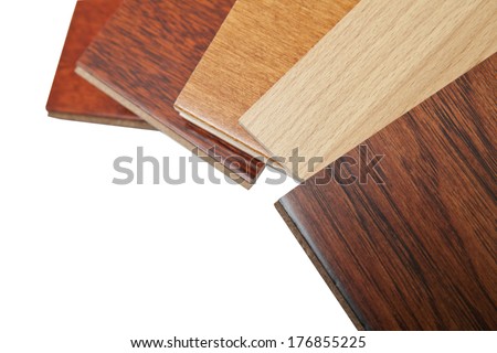 different kind of hardwood flooring samples with copy space
