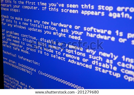 NYC - FEB 3, 2014: The Blue Screen of Death is an error screen displayed after a fatal system error in the computer.