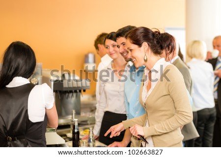 Paying at cafeteria woman cashier serve woman food and drinks
