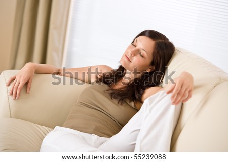 Young woman relax in lounge  on sofa