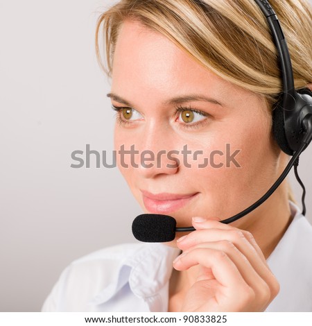 Customer care service center woman call operator phone headset