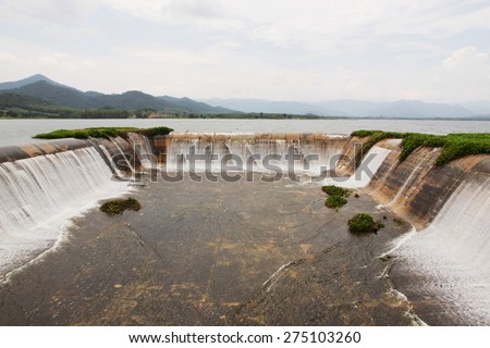 Spillway in the reservoir of Prachuapkirikhan, Thailand. The spillway of the dam