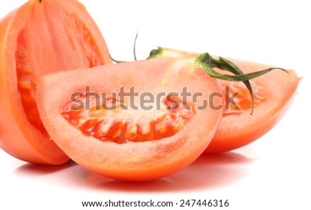 Tomato slice isolated on white background,