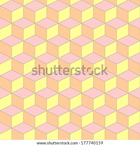 Seamless pattern with 3d illusion in gentle tones