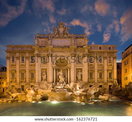 Fountain di Trevi - the most famous Rome\'s fountains in the world. Italy.
