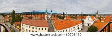 panoramic view of core city of Zagreb, Croatia