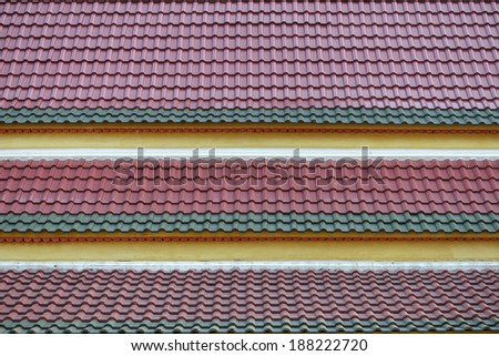 Layer roof tiles of Thai temple.