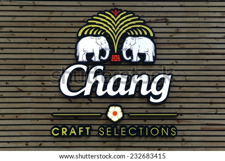 BANGKOK - NOV 22 : Chang Craft Selection billboard at Central World on Nov 22, 2014 in beer festival Bangkok. Chang is owned by ThaiBev, the largest beverages company in Thailand.