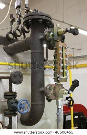 Watermarks, valves, valves, gas pipes from the boiler to the steam