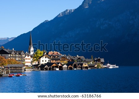 Hallstatt See (lake district) Austria. Hallstatt village is UNESCO World Heritage Site for Cultural Heritage.