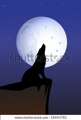 Pictures Of Wolves Howling. stock vector : The wolf howls