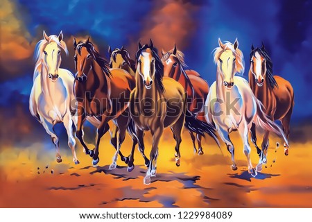 seven horse painting . Significance Of Seven Horse Painting In Vaastu\
Horses, specifically seven galloping horses, have a great significance in Vaastu. Horse, in Vaastu, symbolizes success and power.