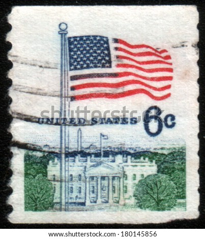 USA-CIRCA 1980:A stamp dedicated to The national flag of the United States of America, circa 1980.