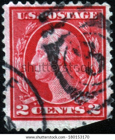 UNITED STATES - CIRCA 1912-1914 : A stamp printed in United States. Displays the profile of George Washington. United States - circa 1912-1914