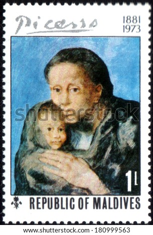 EQUATORIAL GUINEA - CIRCA 1974: A stamp printed in the Equatorial Guinea, is shown painting Pablo Picasso \