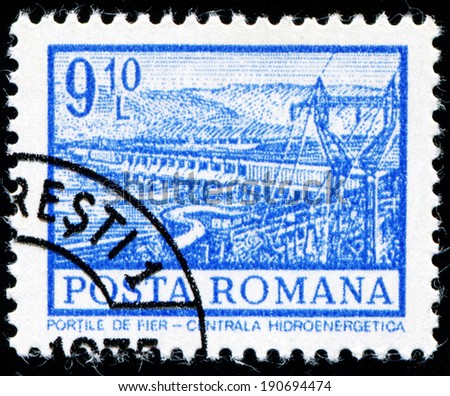 ROMANIA - CIRCA 1972: A stamp printed in Romania shows Hydro-electric power station, Iron Gates, with the same inscription, from the series \