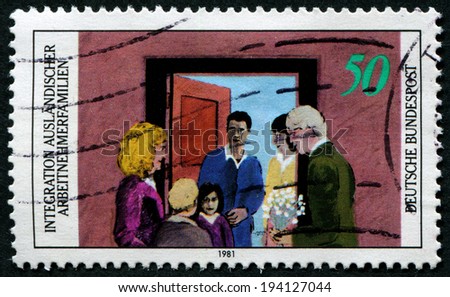 GERMANY - CIRCA 1981: a stamp printed in the Germany shows people and inscription \