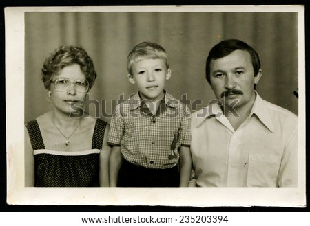 USSR - CIRCA 1970s: An antique photo shows family portrait