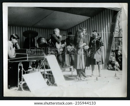 USSR - CIRCA 1970s : An antique photo shows the concert of vocal and instrumental ensemble