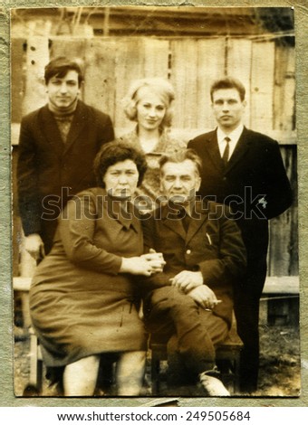 USSR - CIRCA 1950s: An antique photo shows family portrait