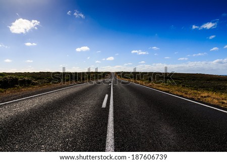 The straight road on the great ocean road in Victoria Australia