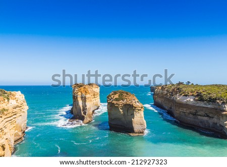 The rocks near Loch Ard Gorge at Port Campbell National Park on the great ocean road in Victoria Australia
