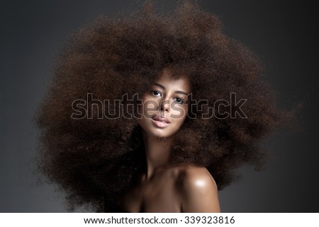 Beautiful Stunning Portrait of an African American Black Woman With Big Hair