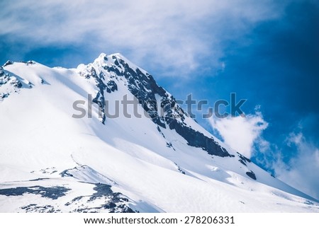 Magnificent Mount Hood Snowy Summit. Mount Hood, Oregon, United States.