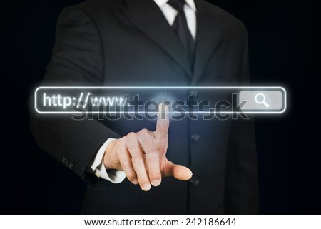 Businessman clicking Internet address bar