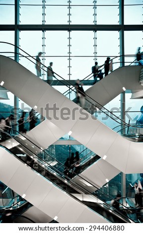 Escalator in a shopping mall in Hong Kong