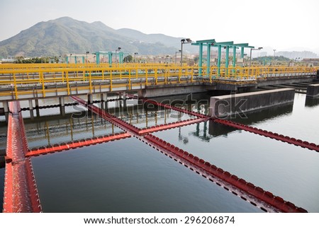 Sedimentation tanks in a sewage treatment plant