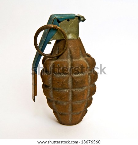 Isolated old hand grenade on white background 2