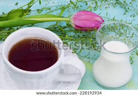 milk tea tulip flower spring tenderness light breakfast