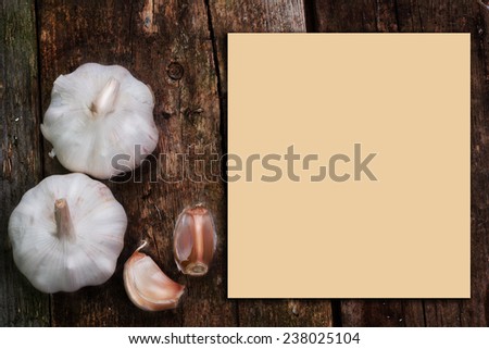 garlic wooden  old rustic retro vintage organic product selective soft focus toned photo