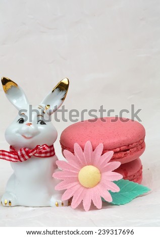 macaroon flower candy cake dessert gentle bunny soft selective focus toned photo
