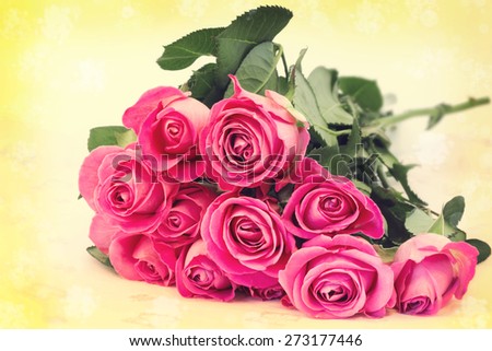 bouquet of pink roses floral background is love tenderness vintage retro selective soft focus